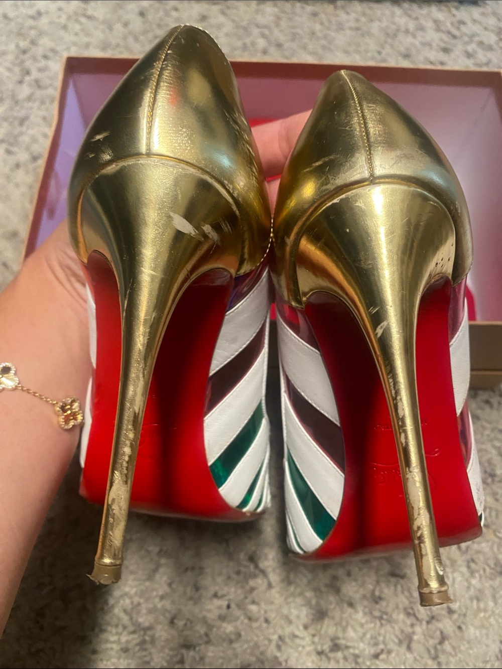 Christian Louboutin Multicolor Striped Pointed-Toe Pumps - Picture 3 of 5